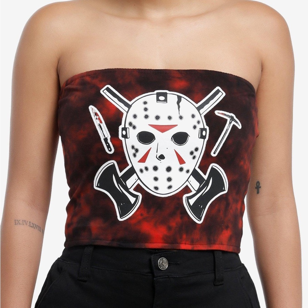 Friday The 13th Jason Voorhees Red‎ Tie Dye Crop Tube Top Horror Hot Topic